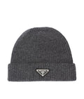 Winniemodo,Winniemodony,Prada triangle logo cashmere beanie,Prada cashmere beanie,Prada wool hat,Prada hat,Prada wool hat gre