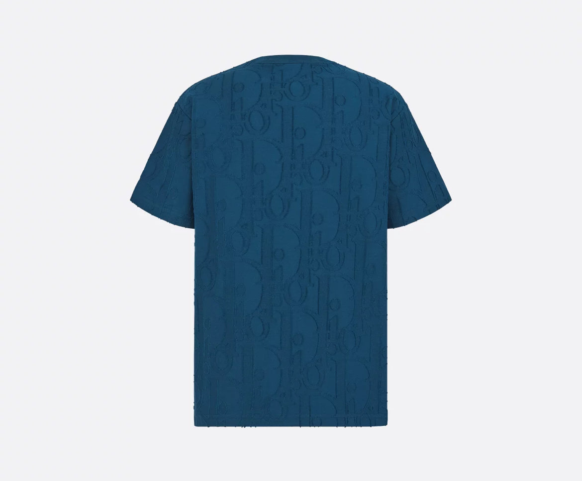Dior 593J696U3012,Dior oblique T-shirt,Dior oblique mens T-shirt,Dior blue monogram mens T-shirt,Dior blue monogram white T-s