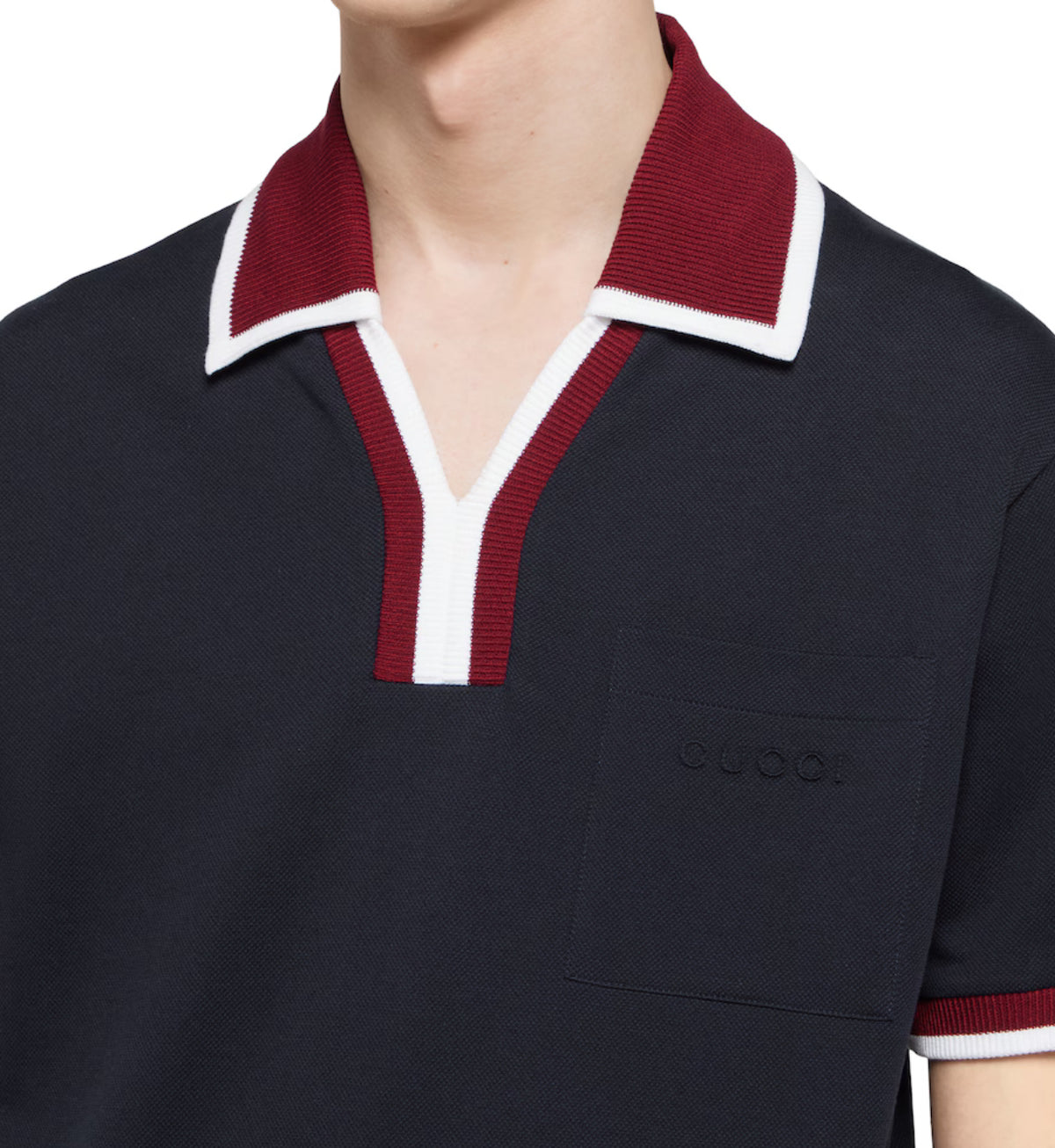 Winniemodo,Winnie modo,Gucci 829434 XJHEF,Gucci cotton piquet polo shirt,Gucci V neck polo shirt,Gucci V neck polo shirt mens