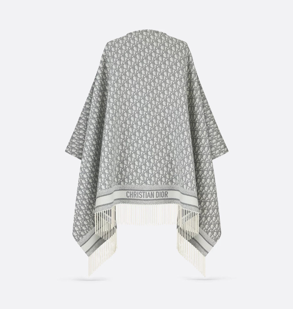 Dior 51DOB370L080,Dior monogram cloak,Dior White cloak,Dior white poncho,Dior scarf,Dior cloak price,Dior poncho price,Dior c