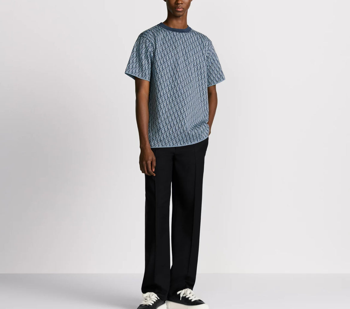 Dior 593M634A7018,Dior oblique T-shirt,Dior monogram T-shirt,Dior oblique T-shirt blue,Dior blue monogram T-shirt,Dior T-shir