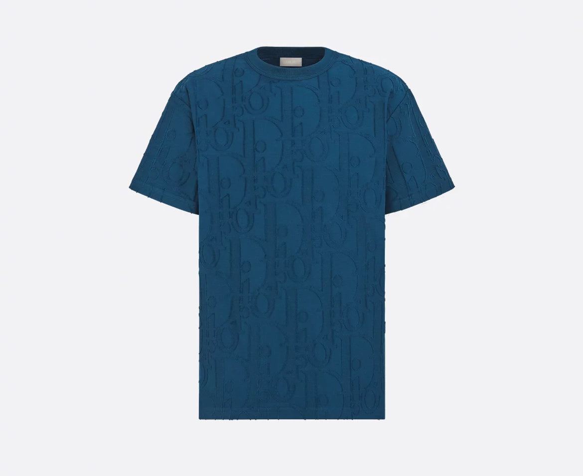 Dior 593J696U3012,Dior oblique T-shirt,Dior oblique mens T-shirt,Dior blue monogram mens T-shirt,Dior blue monogram white T-s