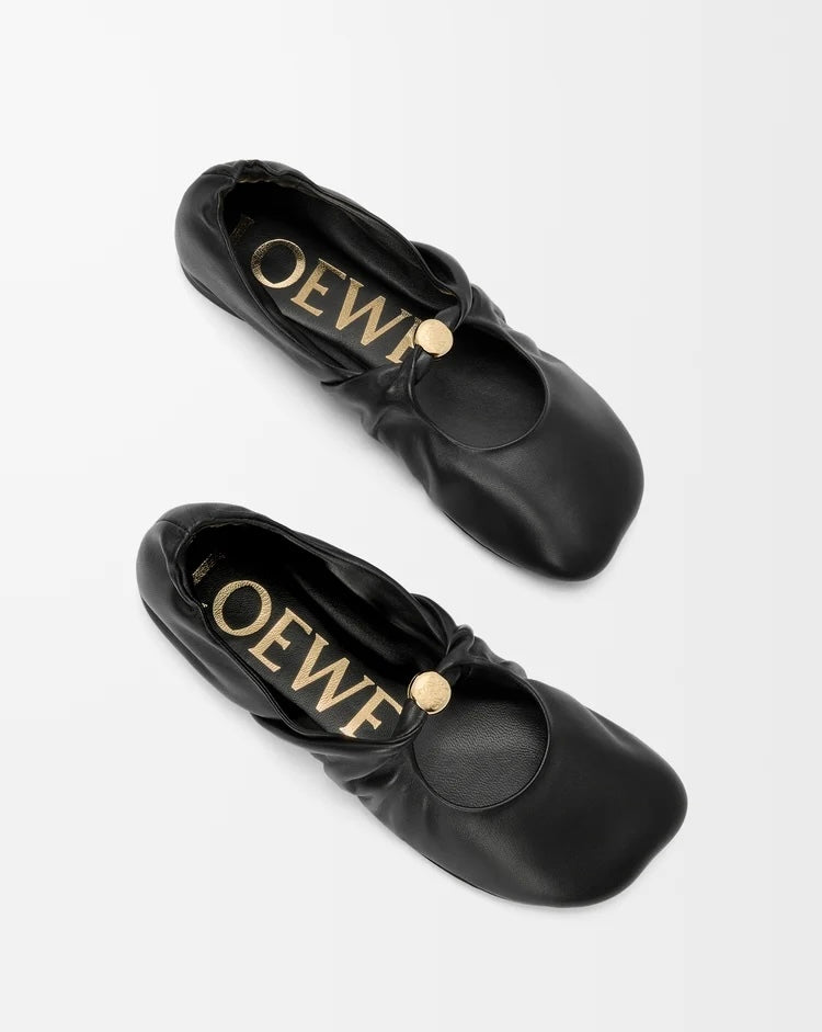 Loewe IDL815466X46,Loewe pebble soft ballerina in nappa lambskin,Loewe ballerina flats,Loewe ballerina flats yellow,Loewe bal