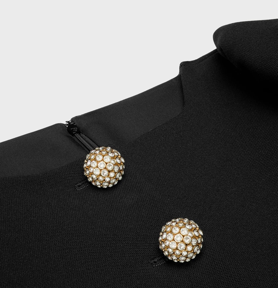 Celine RR0C3207Z.38NO,Celine mini dress with jeweled buttons,Celine mini dress,Celine black dress,Celine black cotton dress,C