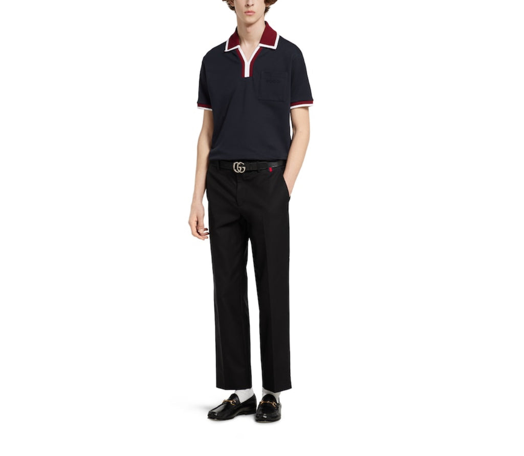 Winniemodo,Winnie modo,Gucci 829434 XJHEF,Gucci cotton piquet polo shirt,Gucci V neck polo shirt,Gucci V neck polo shirt mens