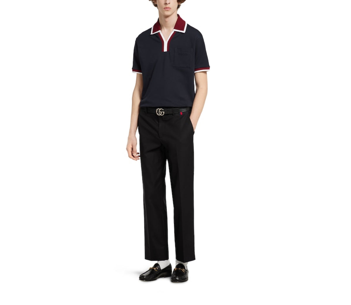 Winniemodo,Winnie modo,Gucci 829434 XJHEF,Gucci cotton piquet polo shirt,Gucci V neck polo shirt,Gucci V neck polo shirt mens