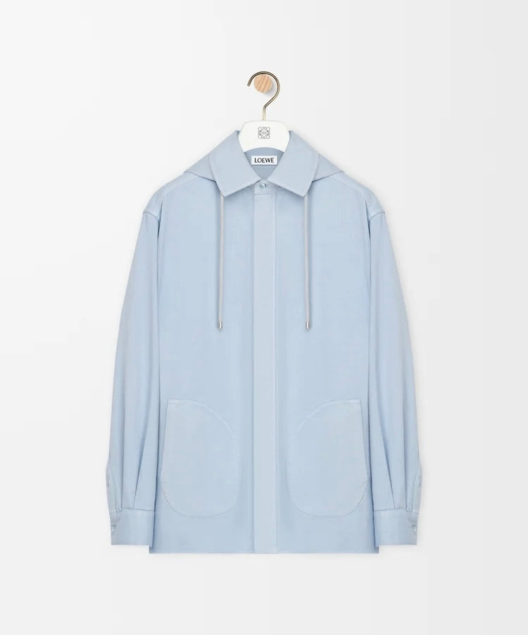 Winniemodo,Winnie modo,Loewe H526Y05WEL,Loewe hooded overshirt,Loewe overshirt,Loewe overshirt sale,Loewe shirt blue,Loewe sh