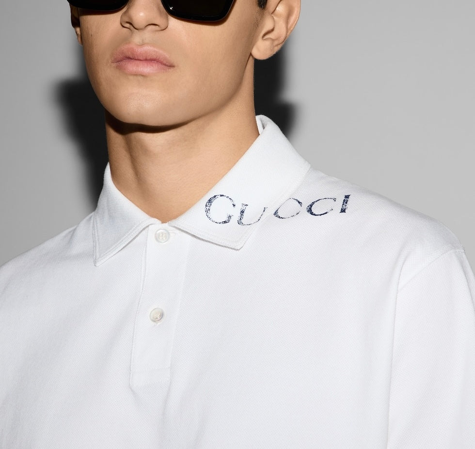 Gucci 806255 XJG14,Gucci printed polo shirt,Gucci polo shirt red,Gucci polo shirt white,Gucci polo shirt mens,Gucci polo shir