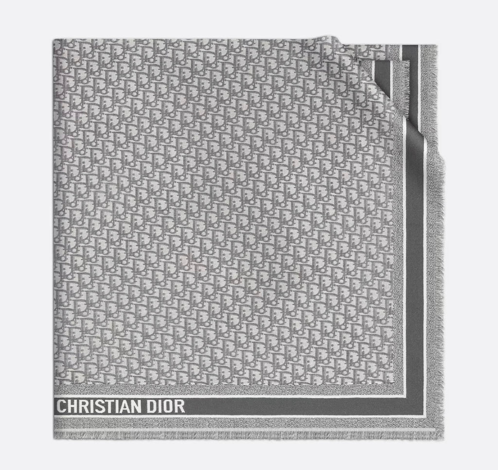 Dior oblique scarf,Dior grey monogram scarf,Dior mens shawl,DIOR men's scarf ,Dior 14DOB140I142,Dior grey scarf,dior scarf on