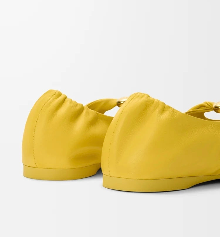 Loewe IDL815466X46,Loewe pebble soft ballerina in nappa lambskin,Loewe ballerina flats,Loewe ballerina flats yellow,Loewe bal