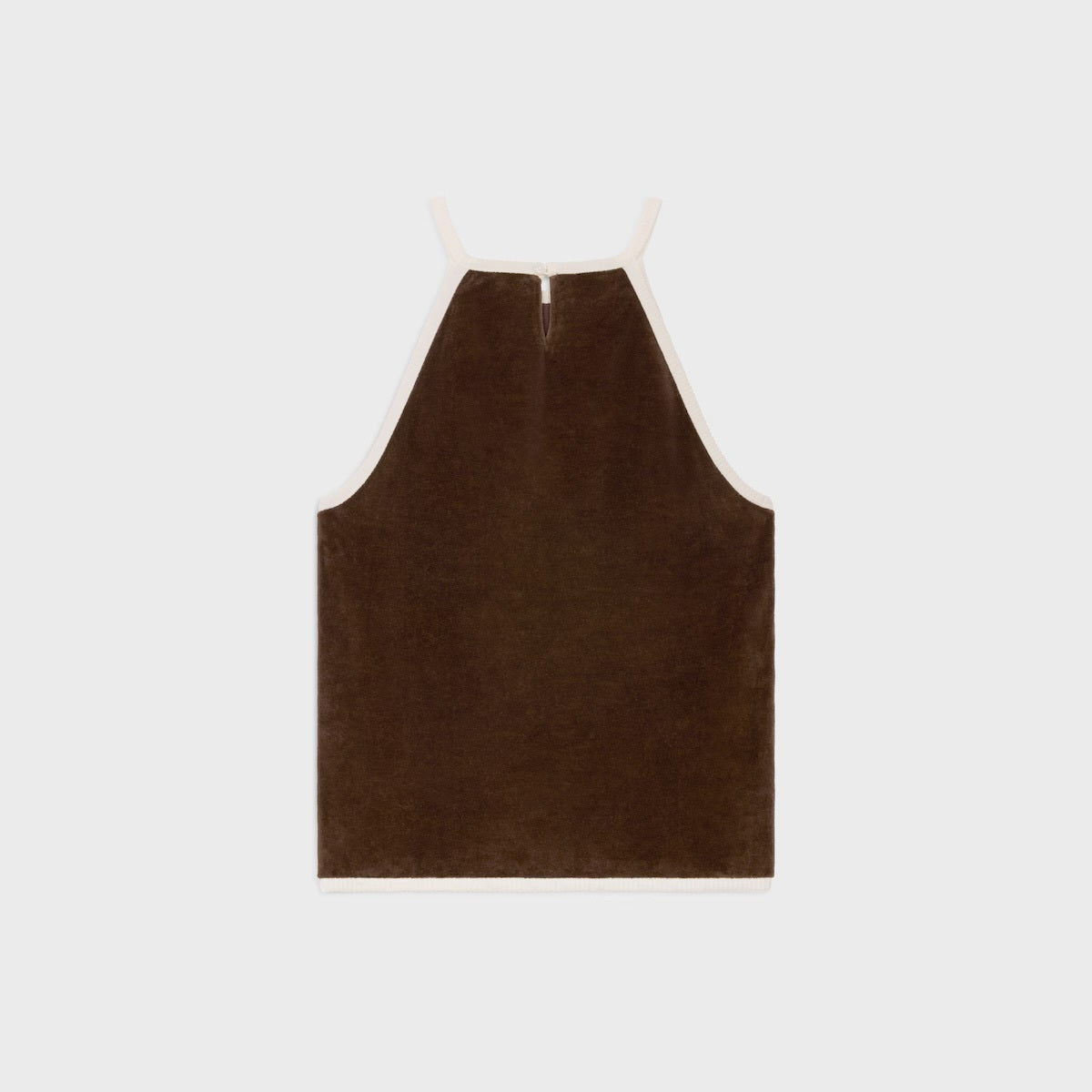 Celine 2X79M748Q.19XC,Celine triomphe tank top in velvet jersey,Celine triomphe tank top brown velvet,Celine brown velvet ves