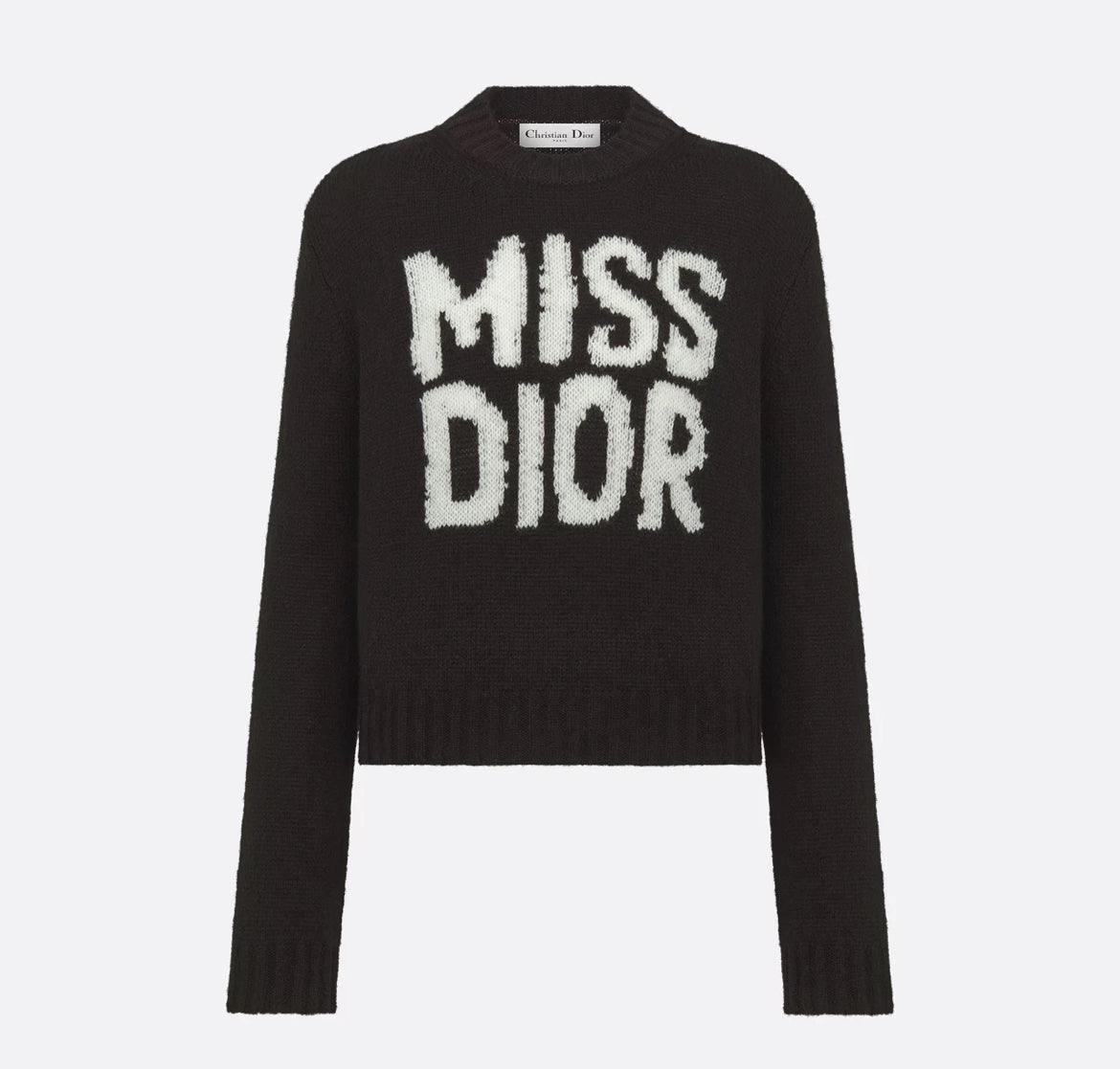 Dior 454S57AM103,Miss Dior sweater,Miss Dior knit sweater,Miss Dior knitwear,Miss Dior cashmere top,Miss Dior black sweater,D