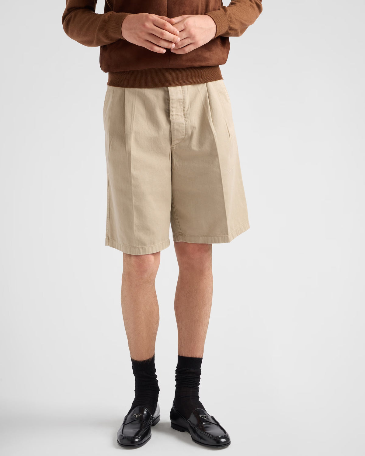 Prada PH34316FTSOOO,Winniemodo,Winnie modo,Prada Cotton Bermudas,Prada shorts,Prada mens shorts,Prada shorts brown,Prada shor