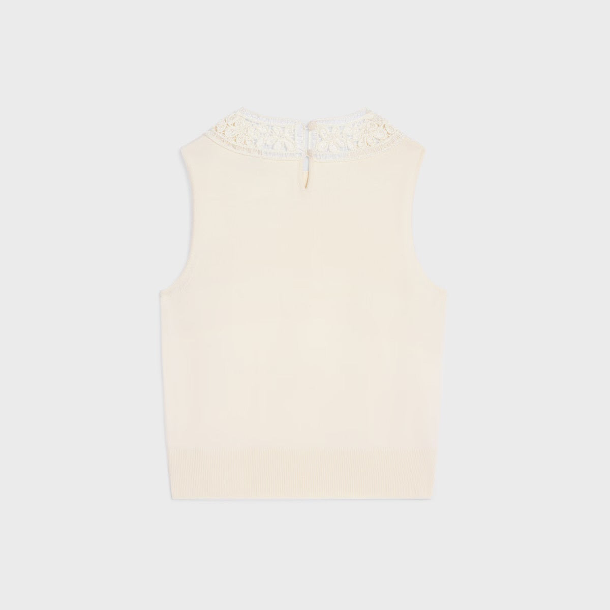 Celine RY0420H11.01OW,Celine sleeveless top,Celine sleeveless white top,Celine sleeveless vest,Celine sleeveless white vest,C