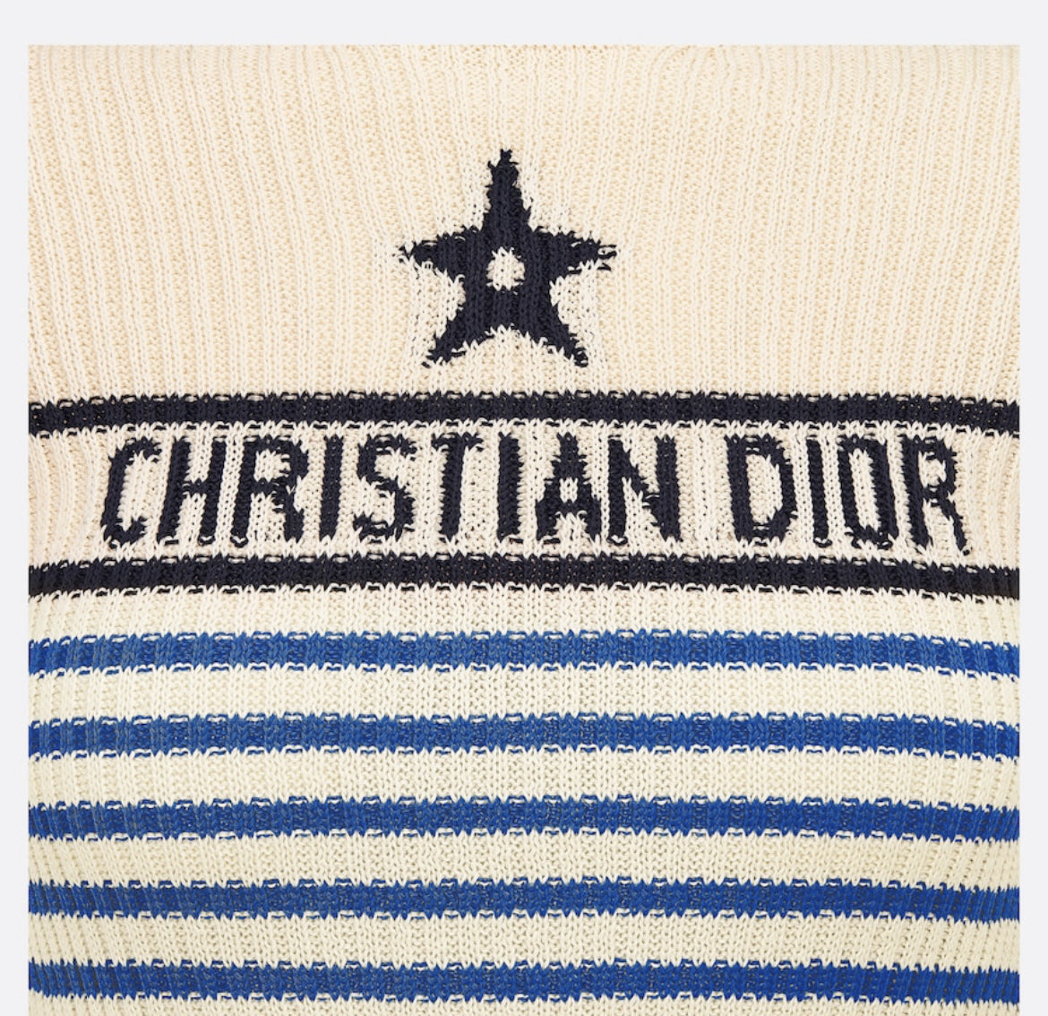 DIORIVIERA ‘ST-TROPEZ’ SHORT SLEEVED SWEATER,Dior striped sweater,DIOR women's sweater blue,dior 244S15ST730,dior knitwear on