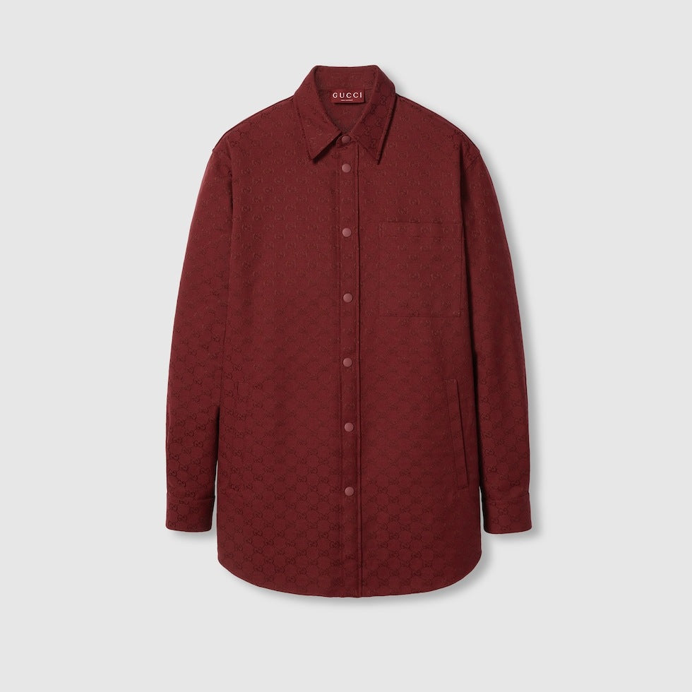 Gucci 794906ZAF4S,Gucci red shirt,Gucci red monogram shirt,Gucci shirt monogram mens,Gucci red shirt on sale,Gucci gg red shi