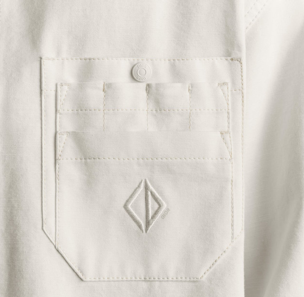 Dior 593D581A3011,Dior CD diamond shirt,Dior CD embroidery white shirt,Dior white shirt,Dior white shirt mens,Dior white shir