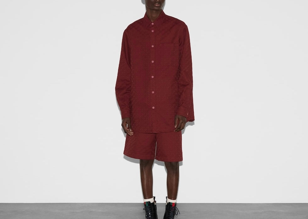 Gucci 794906ZAF4S,Gucci red shirt,Gucci red monogram shirt,Gucci shirt monogram mens,Gucci red shirt on sale,Gucci gg red shi