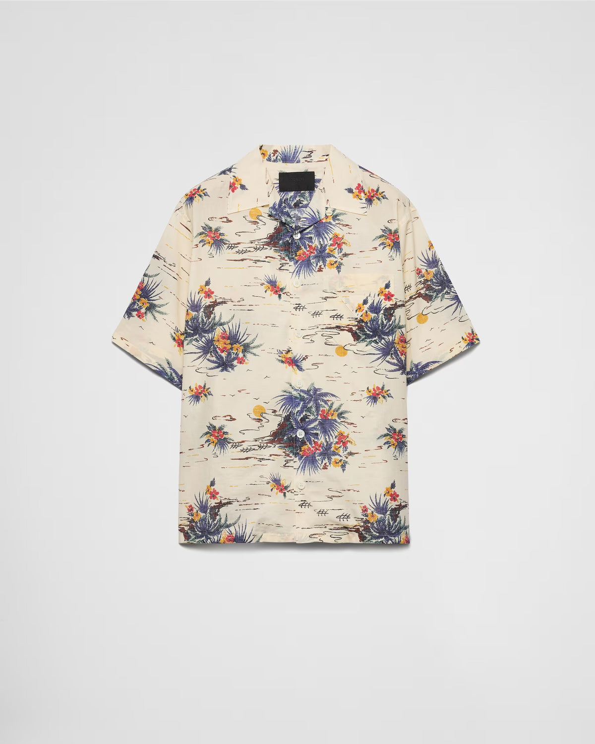 Prada USC414SUMO15YK, Prada Hawaii printed shirt, Prada Hawaii printed short sleeve shirt, Prada flower printed mens shirt, P