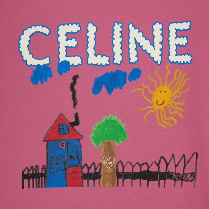 Celine RX0D5507Z.01MU,Celine RX0D5507Z.GDD7,Celine loose T-shirt in cotton jersey,Celine drawing print t-shirt,Celine Home pr