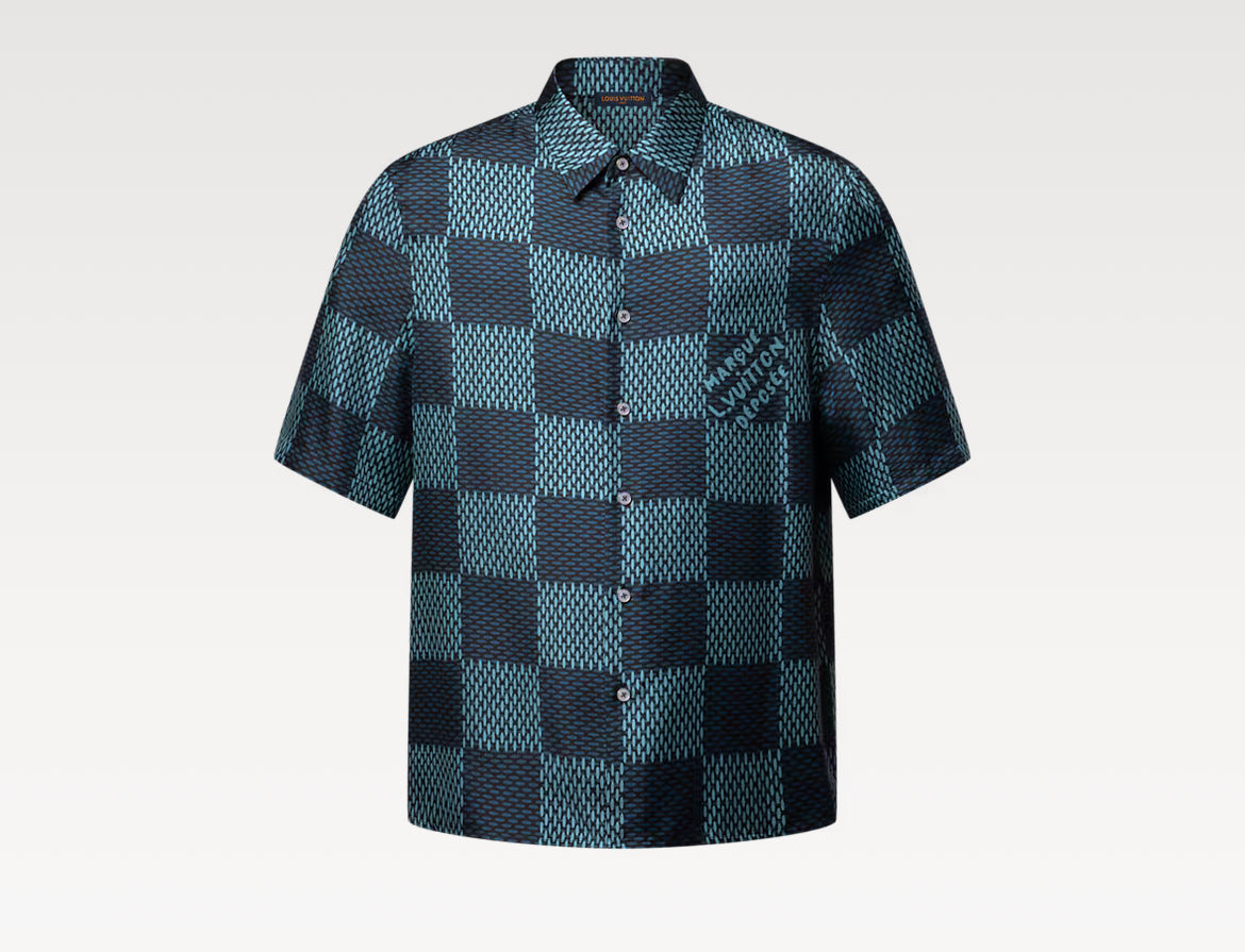 Louis Vuitton 1AHVXV,LV 1AHVXV,Louis Vuitton Damier short sleeved silk shirt,LV shirt sleeved shirt,LV checkered shirt,Louis