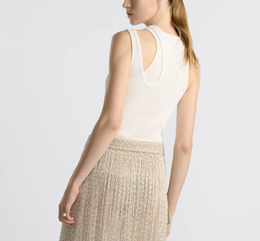 Dior 523T03A4086,Dior asymmetrical top,Dior asymmetrical vest,Dior asymmetrical vest white,Dior asymmetrical vest black,Dior
