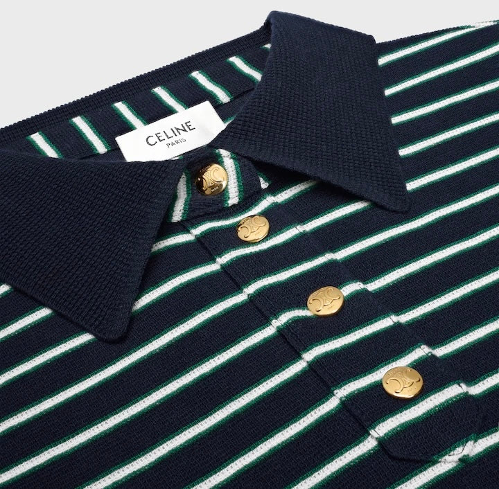 Winniemodo,Winnie modo,Celine RX0990424.GAI7,Celine Triomphe polo in striped,Celine long sleeve polo,Celine long sleeve polo