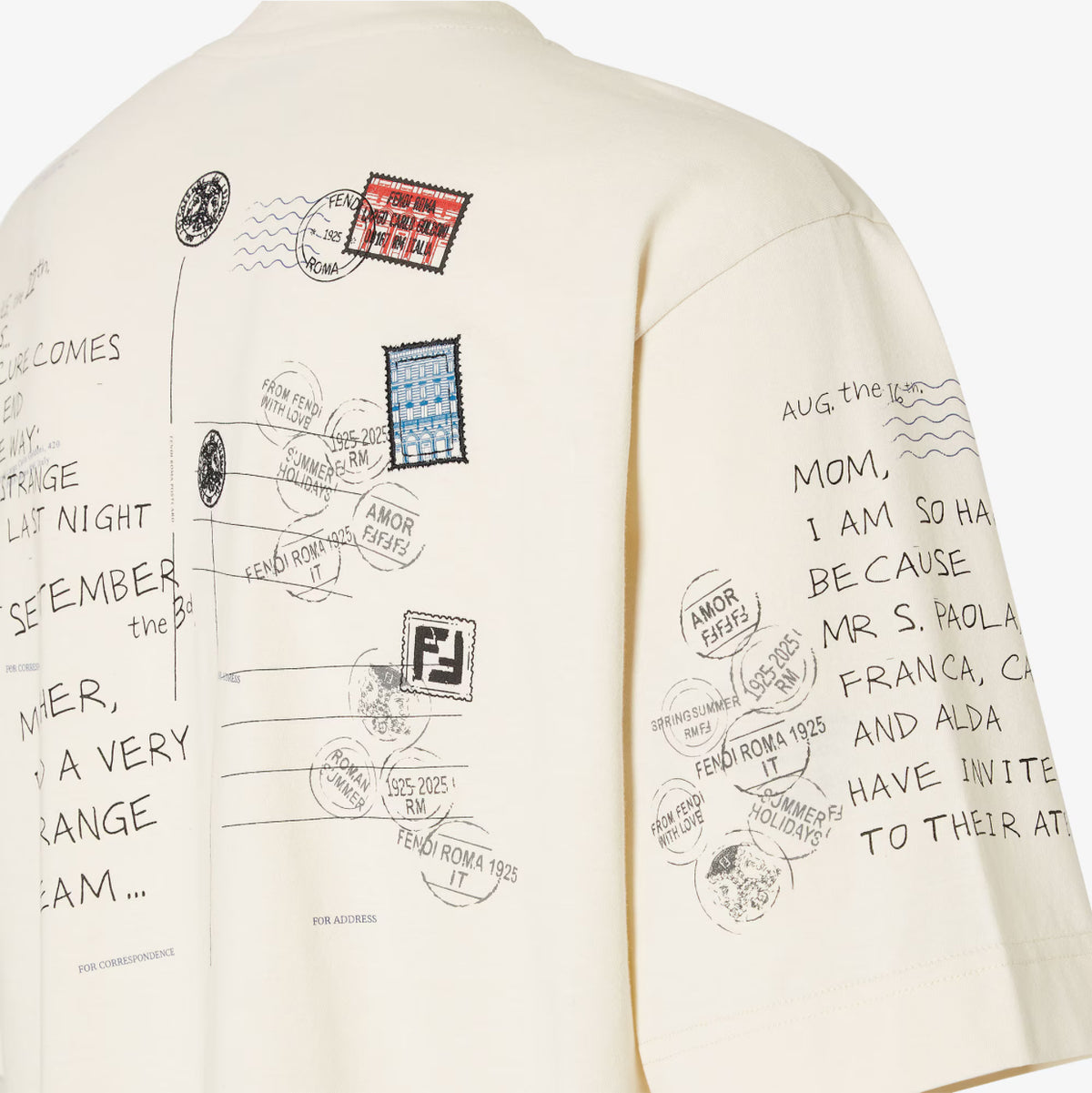 Fendi FY0936AV0GF1P2N,Fendi cotton T-shirt,Fendi postcards print t-shirt,Fendi postcards print tee,Fendi mens t-shirt,Fendi m