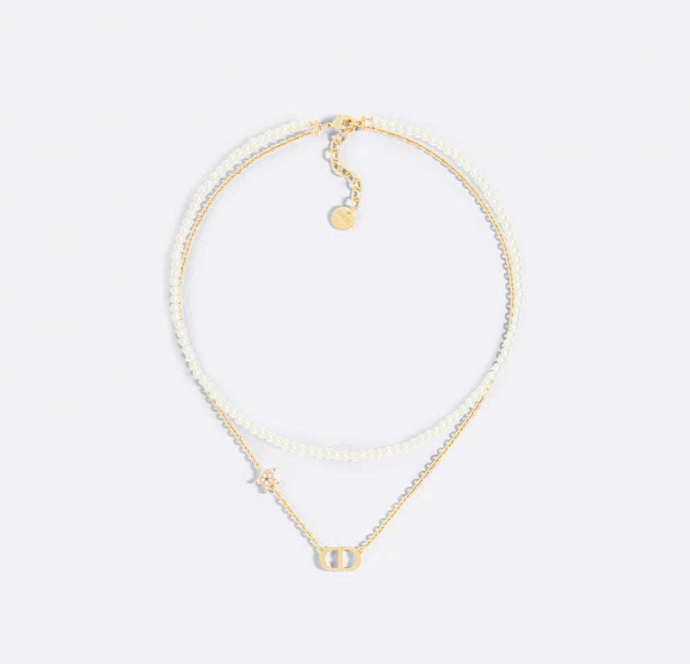 Dior Petit CD Necklace,Dior pearl Necklace,Dior CD Necklace with pearls,Dior CD gold pearls Necklace,Dior gold pearl Necklace
