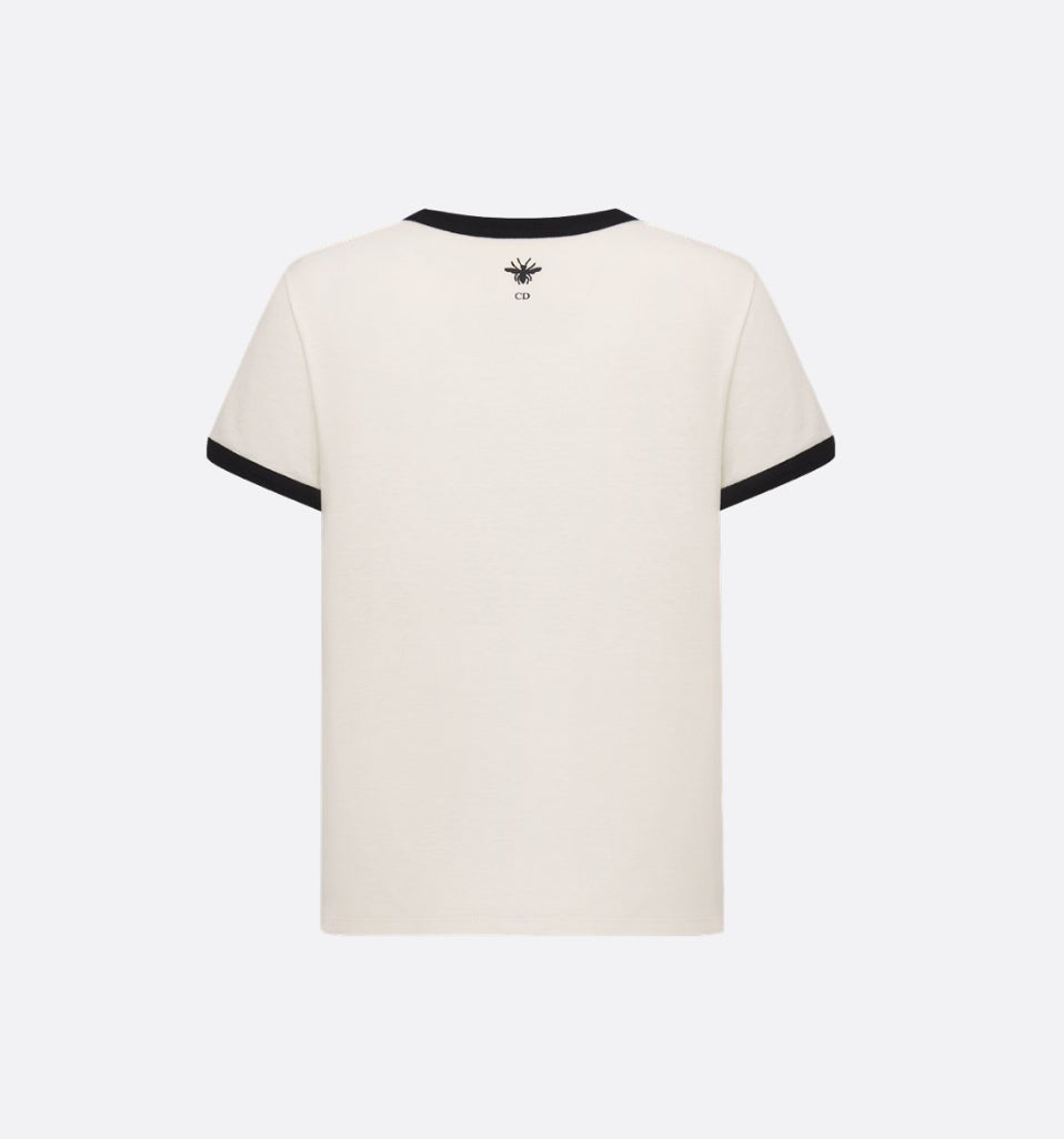 Dior 513T0B4222,Dior linen jersey T-shirt,Dior white T-shirt,Dior white T-shirt womens,Dior womens T-shirt 2025ss,Dior T-Shir
