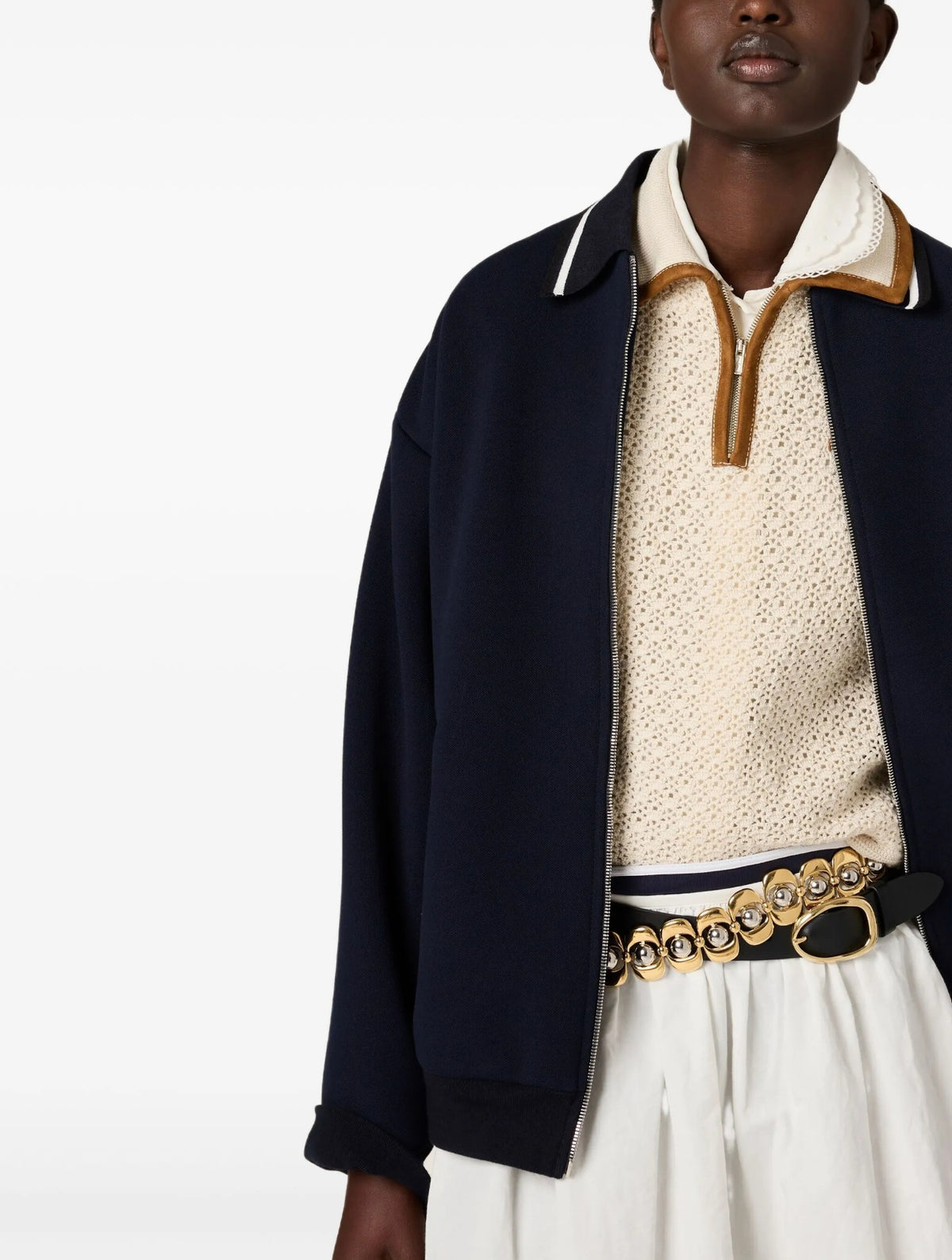 Winniemodo,Winnie modo,MIU MIU ML12581756,MIU MIU jacket,MIU MIU zip up jacket,MIU MIU jacket sale,MIU MIU jacket blue,MIU MI