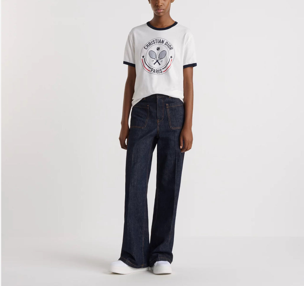 Dior 523T07A4226,Dior white T-shirt,Dior tennis T-shirt,Dior tennis white T-shirt,Dior t-shirt 2025ss,Dior t-shirt,Dior t-shi